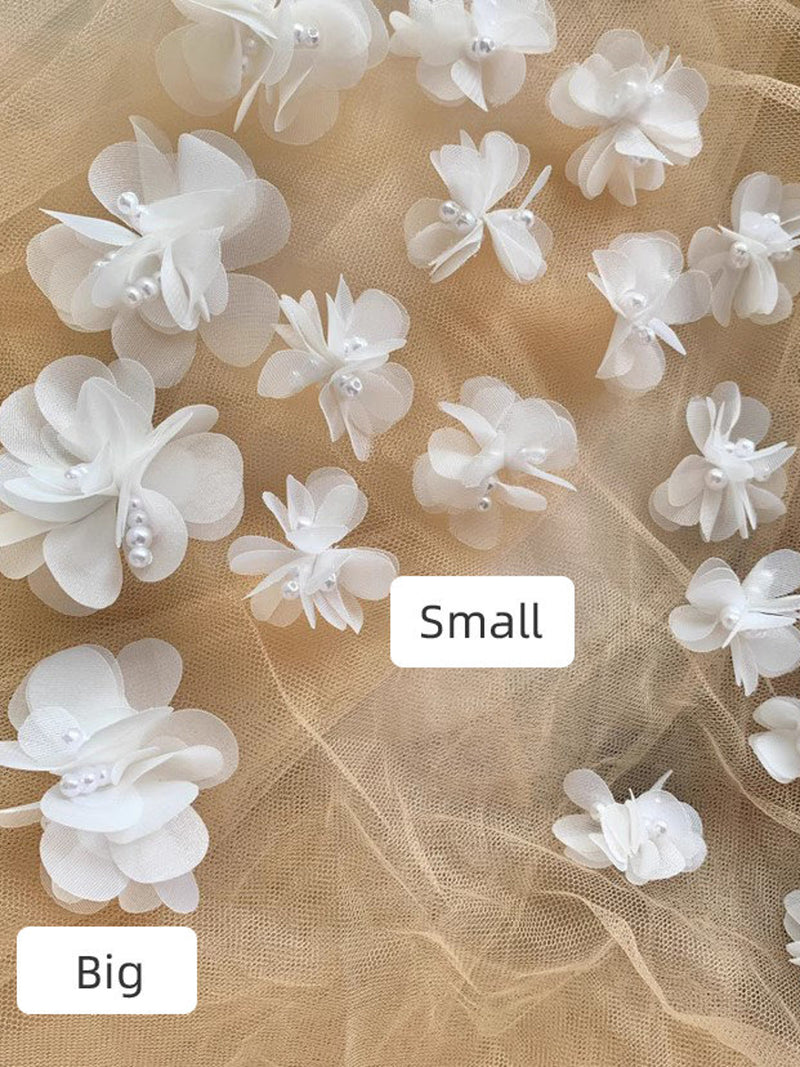 Handmade DIY Light Ivory Organza Flowers For Bridal Dress Veils and Trains silk flower
