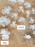 Handmade DIY Light Ivory Organza Flowers For Bridal Dress Veils and Trains silk flower