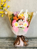 Crochet flowers, pink rose cow, cute A bunch of flower Anniversary bouquet Gift for her Knitted flower ornaments house warming flower