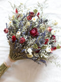 Burgundy Lavender Dried Flower Bouquet, Fall Boho Bridal Bouquet Bouquet