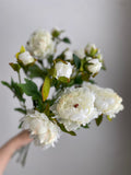 Faux Peony Floral Stem - High Quality Artificial Flower / DIY / Wedding / Home Decoration / Gifts / White faux plants