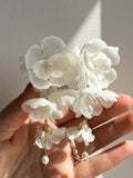 Fabric flower earrings for bride, Boho blooms flower earrings, Chiffon botanical silk earring, Gold earrings botanical silk flower
