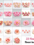 5/100PCS 23Size Pink Flower Head Artificial Silk Flower Head Fake Flower Faux Flower For DIY Crafts  Cake Topper Corsage Wedding Decor silk flower