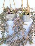 NEW - Pink Eucalyptus Faux Hanging Plant in Handmade Concrete Pot - with Jute Twine OR as Floating Shelve Decor faux plants
