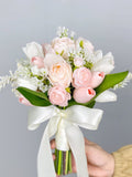 Blush Pink Silk Tulip Wedding Bouquet, Boho Bridal Flowers wedding flower