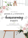 Blush pink Rose Housewarming Party Welcome Sign, New Home Party, New House Party Sign, House warming welcome sign, Blush pink, A2 house warming flower