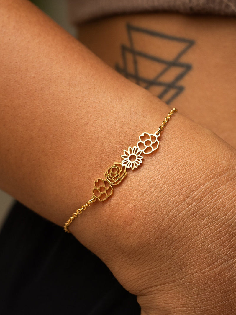 Personalized Birth Flower Bracelet, Custom Family Birth flower Bracelet, Sep Birthday Gift, Mother's Day Gift for Mom, Mother's Bracelet birthday flower