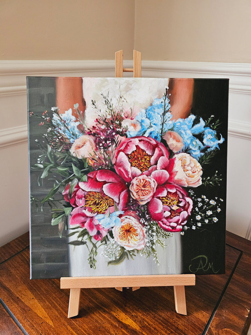 Custom Bridal Bouquet oil painting from photo 100% handmade, Wedding flowers painting, Anniversary gift for wife daughter ANNIVERSARY
