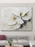 3D White Flower Oil Painting On Canvas Original Modern White Flower Wall Decor Heavy Textured Acrylic Painting Blooming Floral Wall Art Gift house warming flower