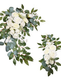 White Rose and Eucalyptus Wedding Arch Backdrop Decor - Set of 2 wedding flower