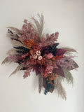 Burgundy Pampas Grass Wedding Arch, Boho Fall Wedding Decor, Rust Terracotta Dried Flower Arbor Arrangement, Rustic Ceremony Backdrop Swag flower spore