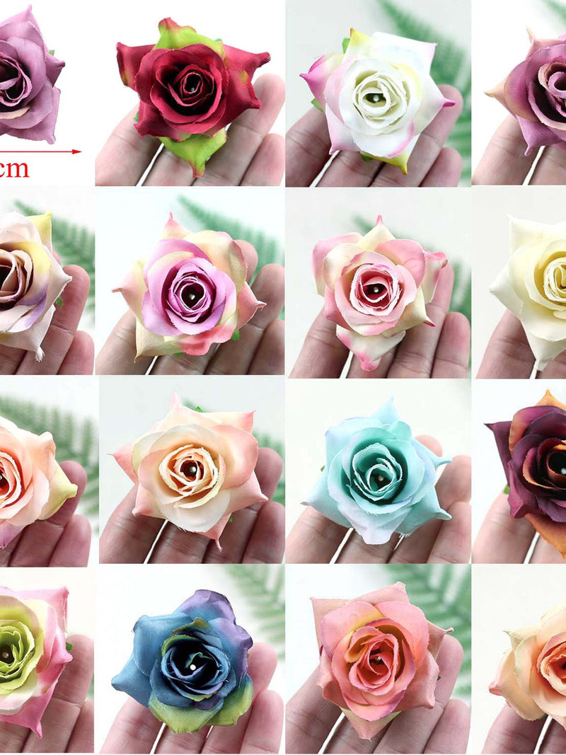 10-100PCS Artificial Silk Flower Heads Bulk Fake Rose  Faux Flower  For DIY Wedding Party Cake Topper Wreath Crown Decor Small Rose 14Color silk flower