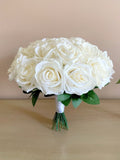 Ivory Rose bouquet, white Wedding bouquet, bridal bouquet, bridesmaids bouquet, Ivory wedding accessories,cheap Bouquet,corsage, buttonhole wedding flower