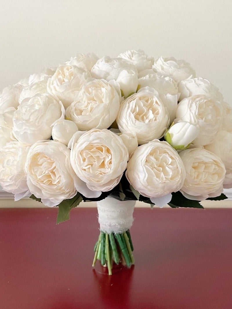 Off White  Peony Bouquet, Wedding Bouquet, Bridal Bridesmaids Bouquets ,Real Touch Peony Wedding Bouquet, Silk Peony Bouquet, Mom Corsages Bouquet