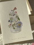 Pressed Flower Birthday Card: Handmade Floral Cake Design birthday flower