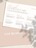 Minimal Flower Care Card Canva Template | Printable Florist Insert | Editable Instructions for Florists | Fresh Flowers Guide | WF001 FLOWER DELIVERY