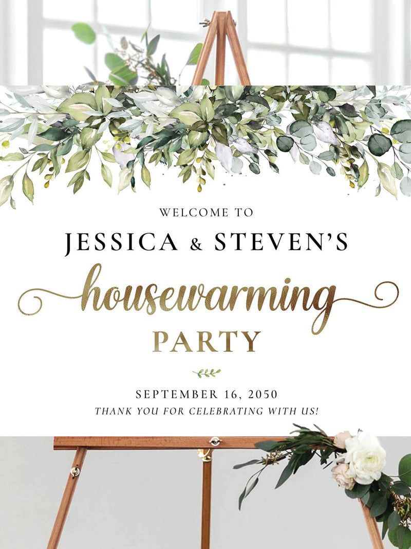 Greenery Housewarming Party Welcome Sign, New Home Party, New House Party Sign, House warming welcome sign, Eucalyptus, HB1 house warming flower