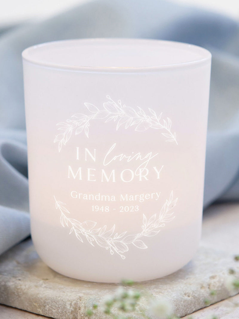 In Loving Memory Keepsake Gift Personalised Tea Light Holder with Candles - Personalised Gifts sympathy flower