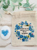 Forget Me Not Flower Pocket Hug: Sympathy , Thinking of you , Memorial Gifts ,  Remembrance Keepsake sympathy flower
