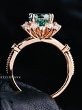 Antique 2.50 Ct Portuguese Cut Moissanite Engagement Ring 14K Rose Gold Halo Ring Floral Ring, Flower Ring For Women Anniversary Ring gift ANNIVERSARY