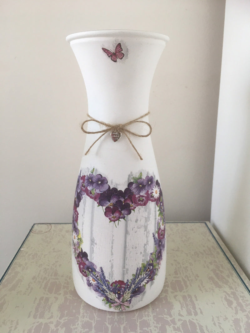 Purple flower heart vase house warming flower