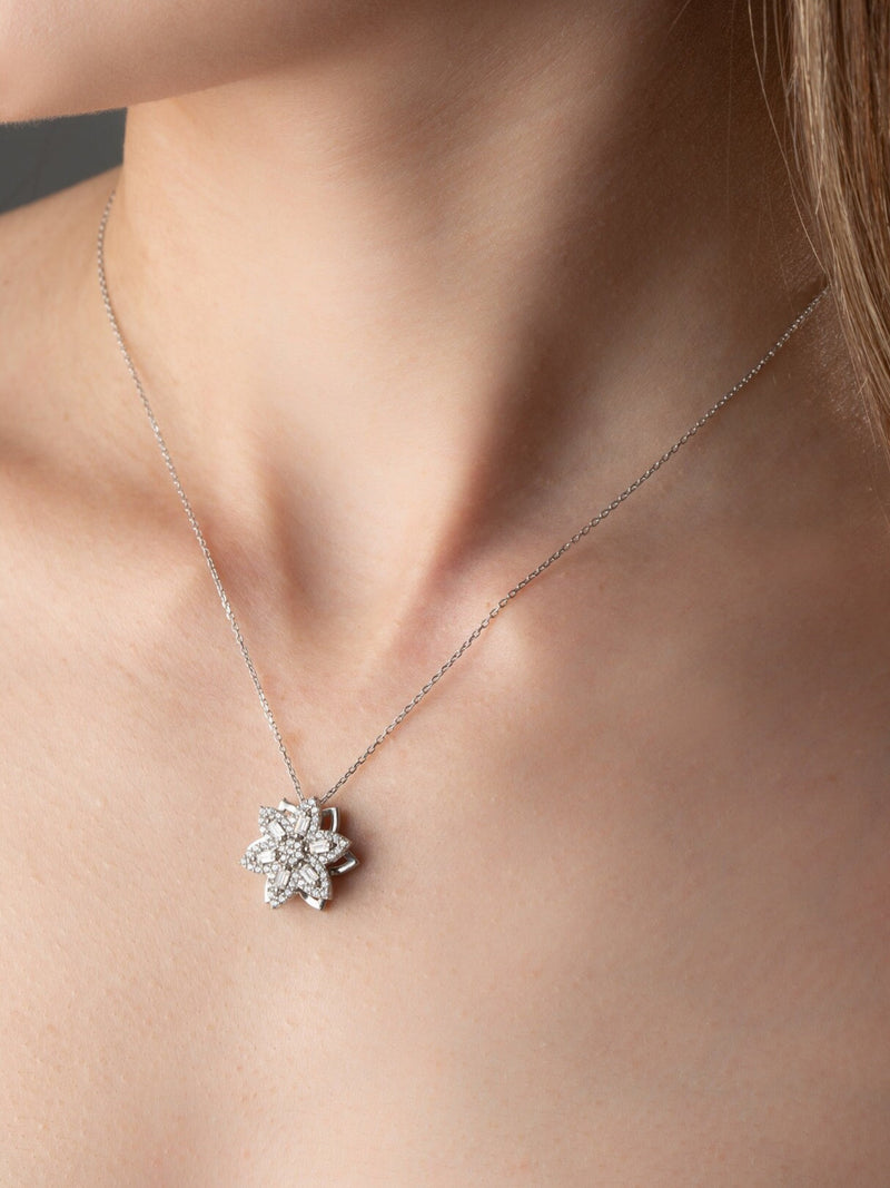 Sterling Silver Spinner Lotus Flower Necklace - Anxiety Relief - Gift For Her birthday flower