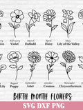 Birth Month Flowers SVG Bundle: Floral Clipart (Digital Download) birthday flower