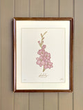 AUGUST birth flower art print | heirloom botanical wall art | hand drawn GLADIOLUS birthday flower