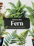 Watercolor Fern, 27 Ferns Plants Flowers Spring Flora Vegetation Greens Digital Print, Clipart PNG Transparent Background Commercial Use flower spore