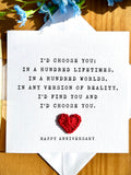Romantic Anniversary Card: Cotton Heart, Words of Love, TLC0287 ANNIVERSARY