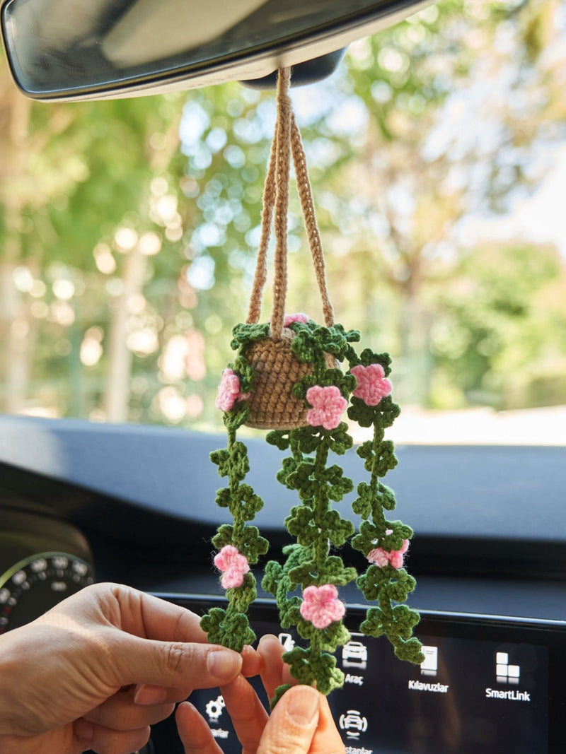 Crochet Plant Car Ornament: Personalized Succulent Car Accessory faux plants