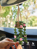 Crochet Plant Car Ornament: Personalized Succulent Car Accessory faux plants