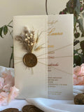 Code: 4008 Gold Acrylic Wedding Invitation - Dried Flowers & Wax Seal wedding flower