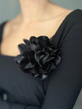 Large Flower Brooch Silk Flower Brooches in Different Colors BLACK Floral Brooches Big Flower Brooch & Pin Gothic Women Christmas gift woman silk flower