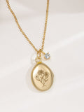 Birth Flower Engraved Locket Necklace ¥ Customized Gold Locket ¥ Personalized Photo Locket ¥ Keepsake Locket ¥ Combined Birth Flower ANNIVERSARY