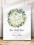 Personalized Housewarming Gift for couple, First Home Gift idea, Wreath Map Art, Home Sweet Home, Realtor Gift, New Home, DOWNLOAD house warming flower