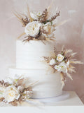White Silk Wedding Cake Topper Set, White Floral Cake Decoration, Cake Topper Flowers, Pampass Cake Flowers, Rustic Wedding, Boho Wedding silk flower