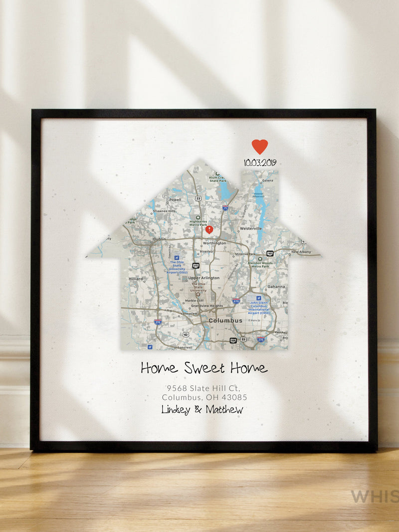 Personalized New Home gift, Housewarming Gift for couple, New House Map, First Home Gift idea, Our First Home, Realtor Gift, DOWNLOAD house warming flower