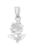 Solid 10k White Gold Rose Pendant: Romantic Flower Jewelry Love Romance Flower