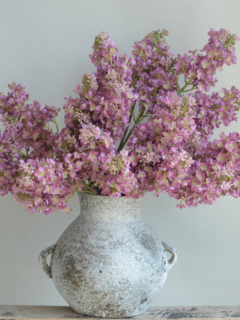 24.8" Real Touch Faux Mauve Pink Lilacs Branch, Cream Artificial Lilacs Hydrangeas, DIY Foliage Floral Wedding/Home/Kitchen Decorations silk flower