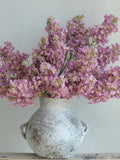 24.8" Real Touch Faux Mauve Pink Lilacs Branch, Cream Artificial Lilacs Hydrangeas, DIY Foliage Floral Wedding/Home/Kitchen Decorations faux plants