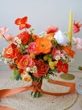 Poppy Lover - Bright Orange Poppy & Daisy Wedding Artificial Flowers Bridal Bouquet silk flower