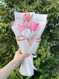 Crochet Flowers, Crochet Tulips Rose, Crochet Flower Bouquet, Knitted Flowers, Gift for Girlfriend, Mom, Birthday,Crochet Pink Purple Tulips FLOWER DELIVERY