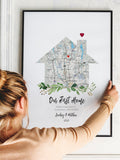 New Home gift, Housewarming Gift for couple, New House Map, First Home Gift idea, Our First Home, Personalized Realtor Gift, DOWNLOAD #41 house warming flower