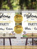 Housewarming Party Welcome Sign Printable | Gate Stone Wall or Fence Shrubs | Flowers | Faux Gold Confetti | Personalized | PRINTABLE FILE house warming flower