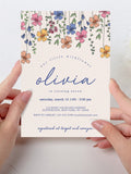 Wildflower Birthday Party Invitation Template, Printable Instant Download Birthday Evite, Wild Flower Design, Pastel Colors,Editable, WFLWR birthday flower