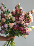 24.8Ò Fake Fall Colors Roses, 5 Heads Dried Look Rosebuds, Vintage Wedding/Home/Kitchen Decorations, Gifts For Her, DIY Florals/Bouquets silk flower