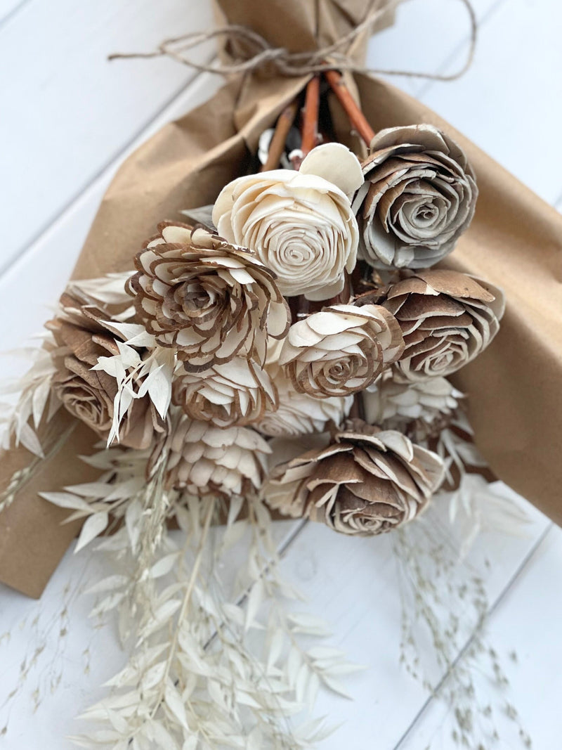 Wood Flowers, Sola wood flowers, 5th anniversary gift,  Sola bouquet, Gift Bouquet, Rustic flowers, Gift for her, 5 year anniversary, love sympathy flower