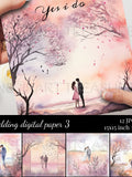 Romantic Watercolor Wedding Art, Loving Couple Paper Art Junk Journal Page, Love Paper Kit, Digital Scrapbook Printable Love Romance Flower