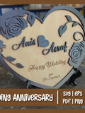 Wedding Anniversary Love Shape With Flower Pattern | Digital Download | Glowforge SVG File | Laser File ANNIVERSARY